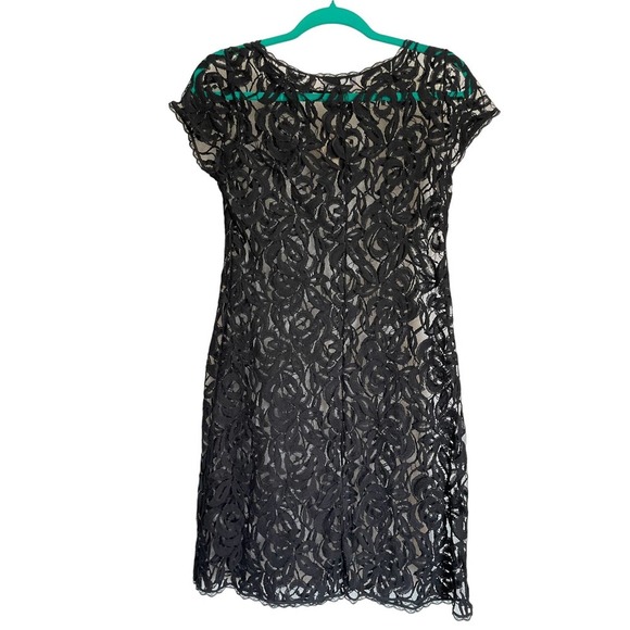 NWT Papillon Blanc Womens Mesh Lace Cocktail Dress Short Sleeve Size S Black - Picture 1 of 5